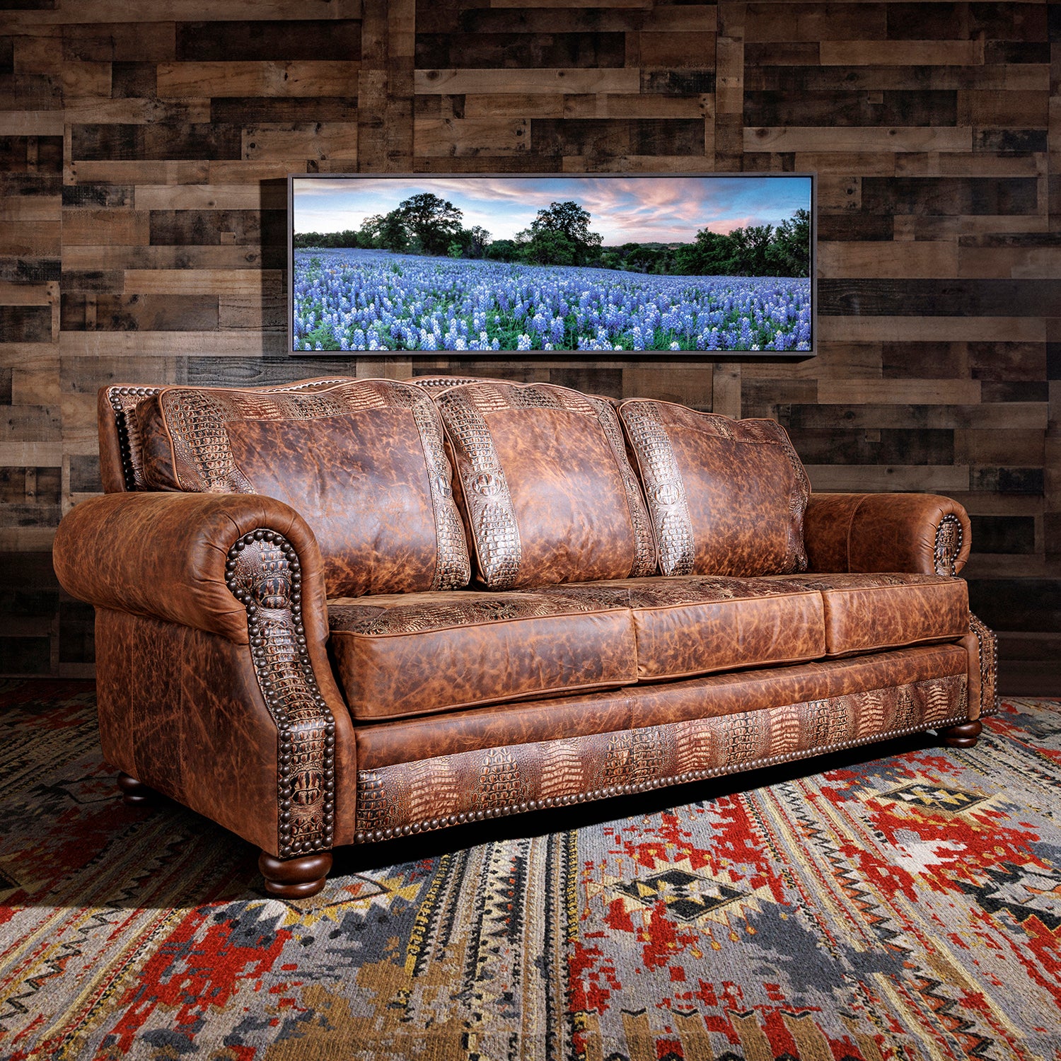 Copper Croc Western Leather Sofa – Hat Creek Interiors