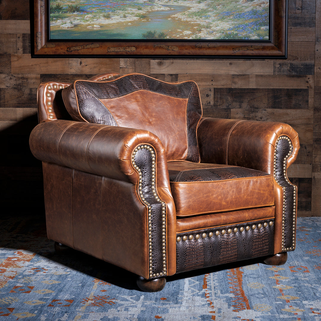 Tucson Burlington Western Leather Chair & Ottoman