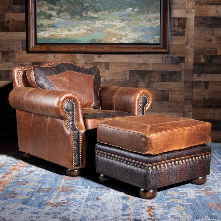 Tucson Burlington Western Leather Chair & Ottoman