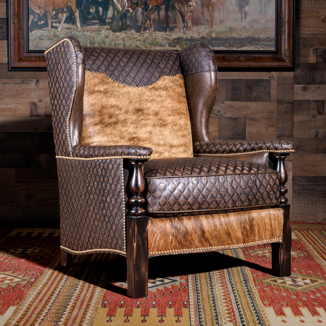 cowhide and leather accent chair