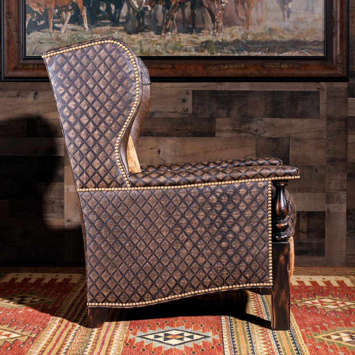 cowhide and leather accent chair