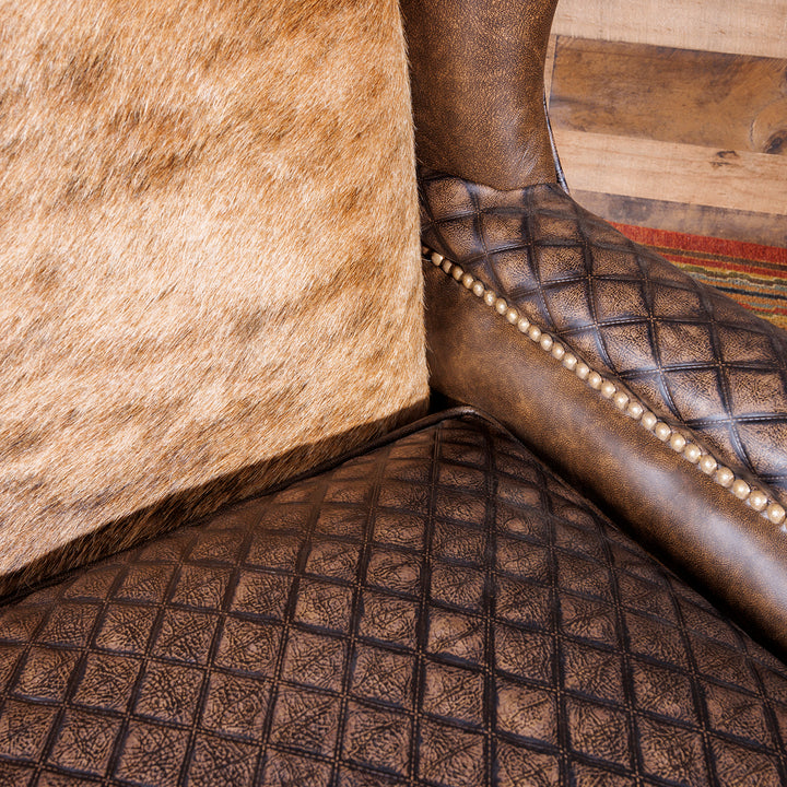 cowhide and leather accent chair