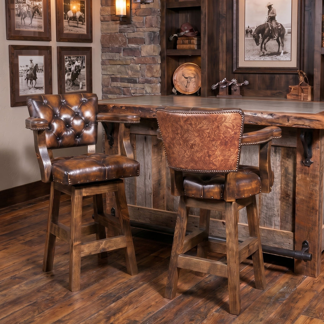 Dillon Western Leather Bar Stool
