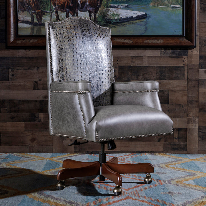 Gray Croc Leather Office Chair