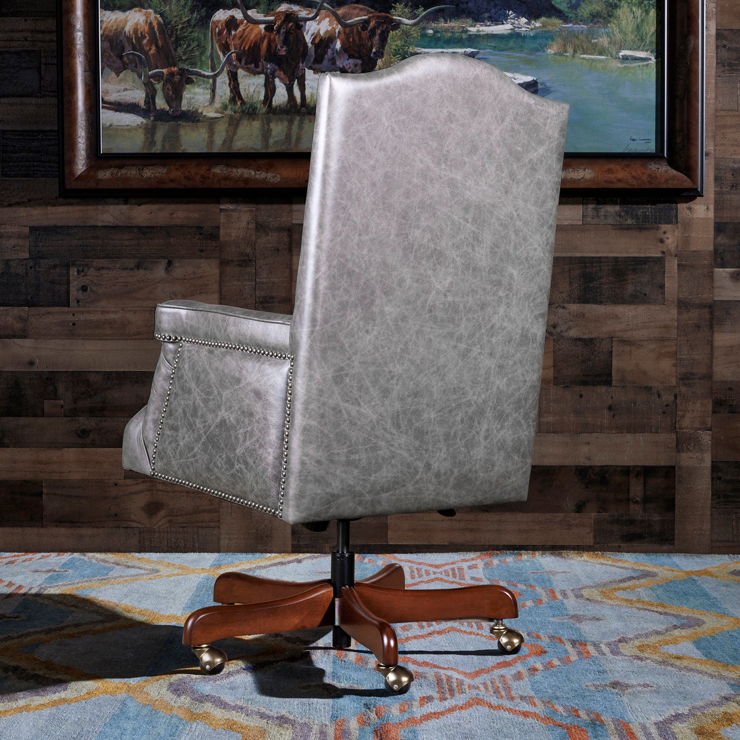 Luxury Western Furniture - Exquisite Gray Gator Leather Office