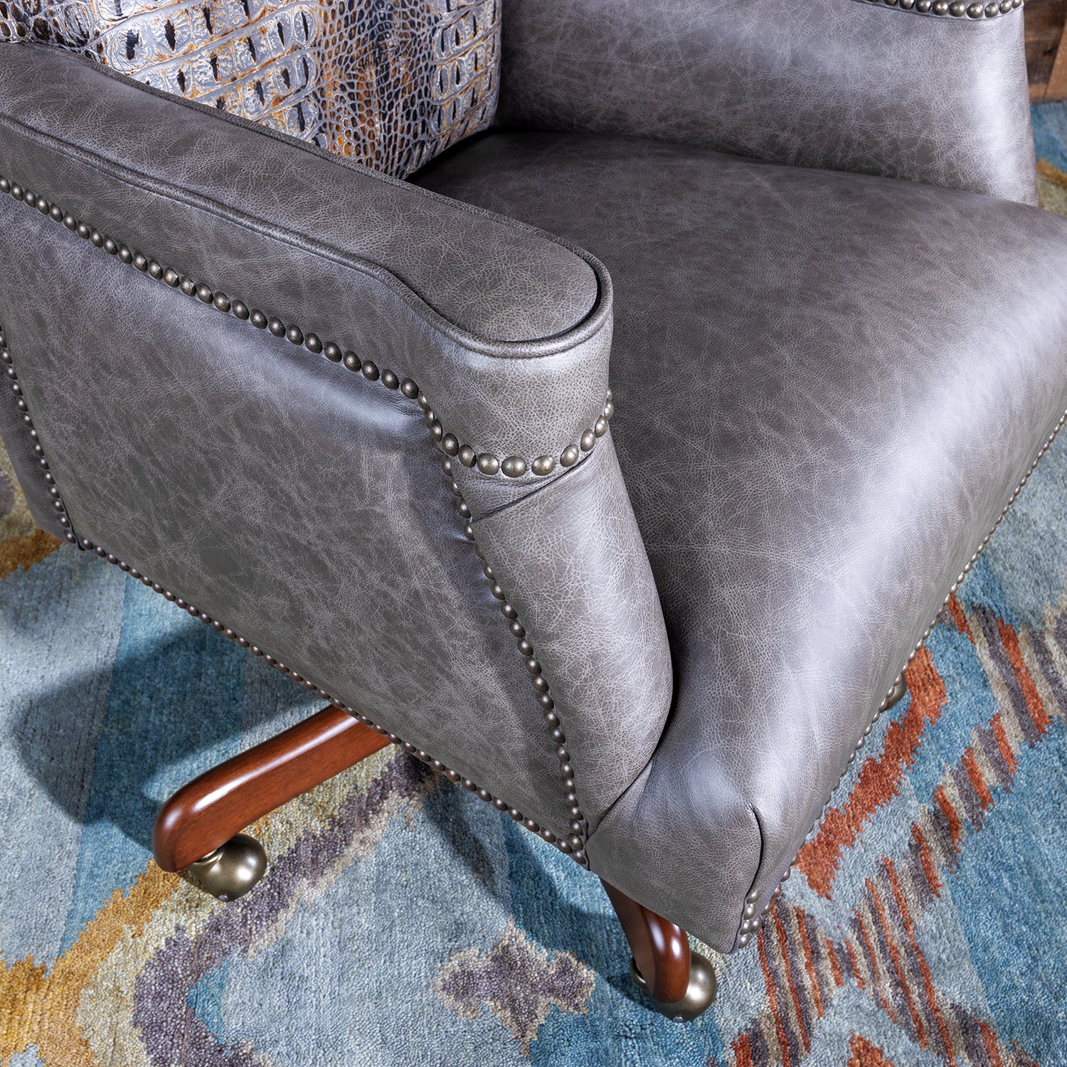 Luxury Western Furniture - Exquisite Gray Gator Leather Office
