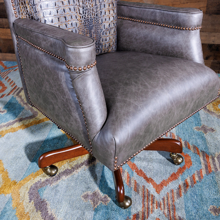 Gray Croc Leather Office Chair