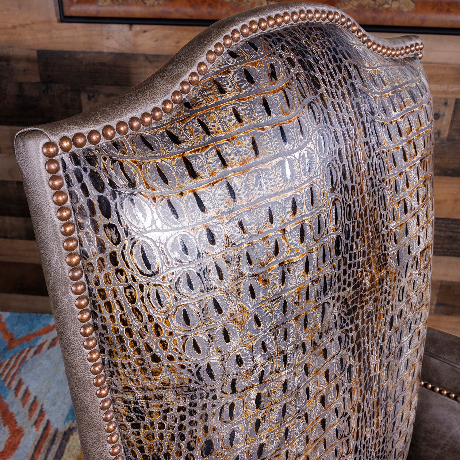 Luxury Western Furniture - Exquisite Gray Gator Leather Office