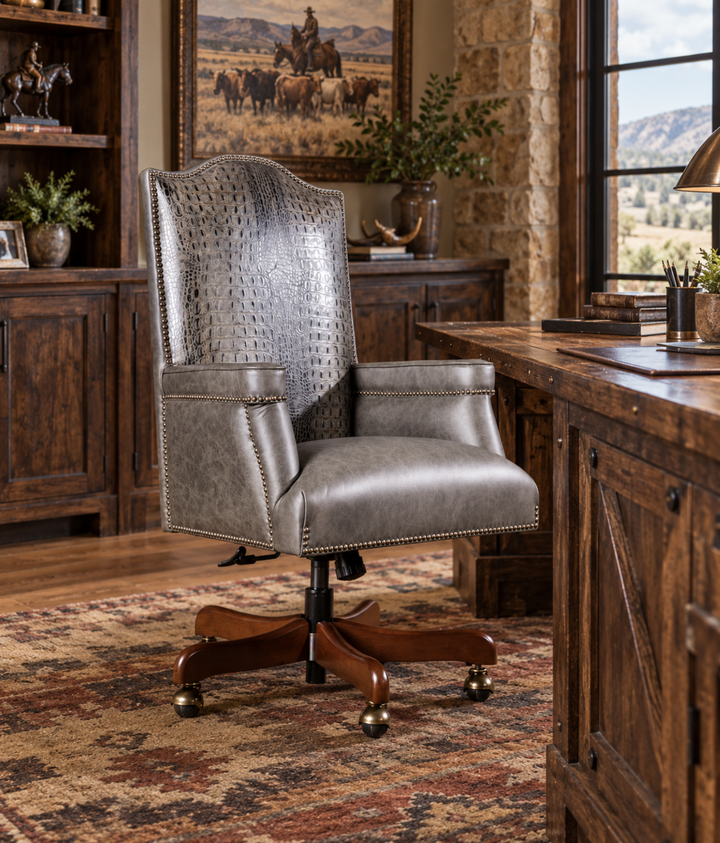 Barrett Gray Croc Leather Office Chair