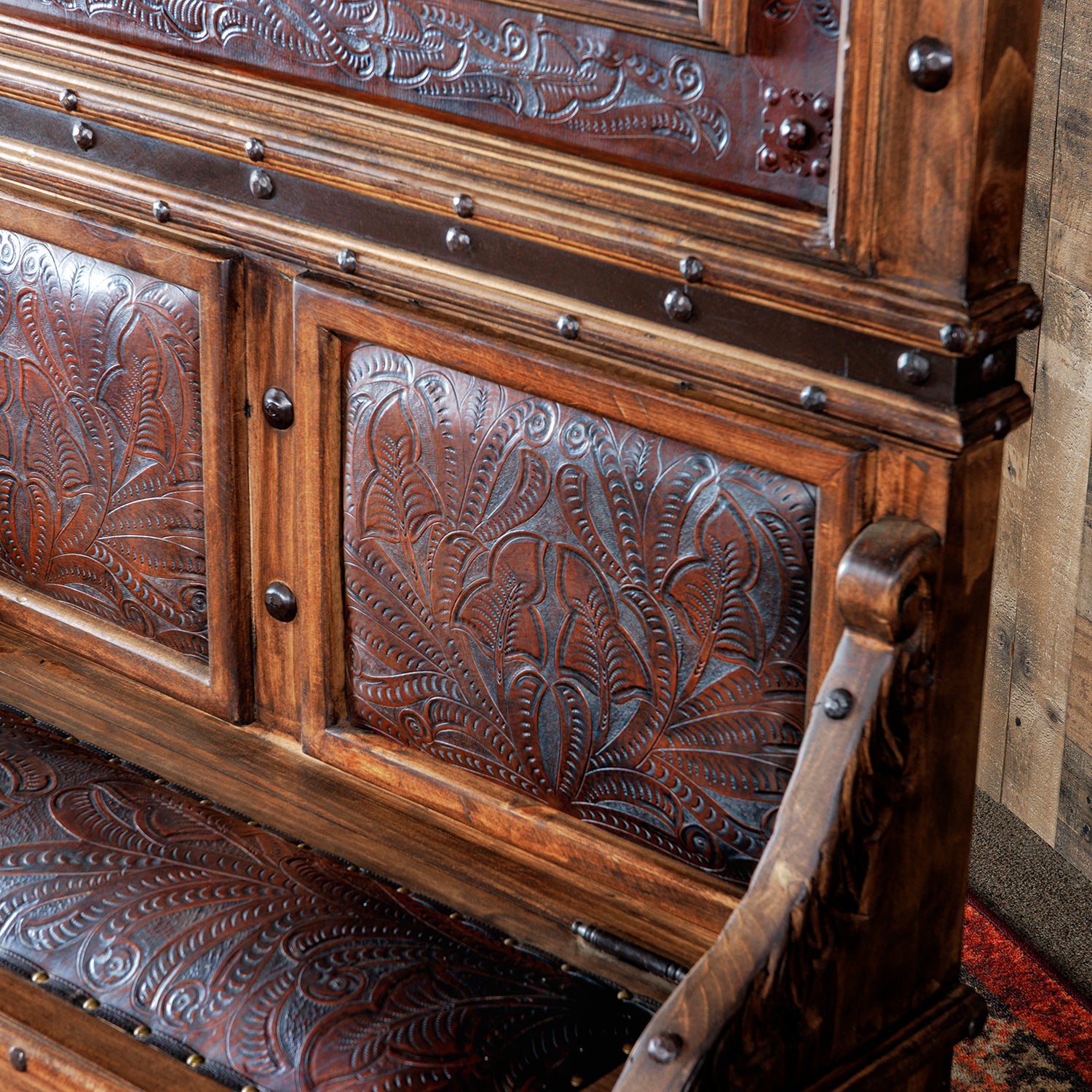 Jalisco Hacienda Tooled Leather Hall Tree | Western Hall Trees