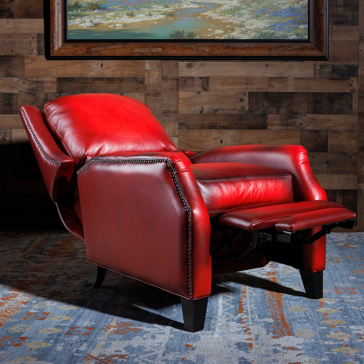 Antique Ruby Red Leather Recliner