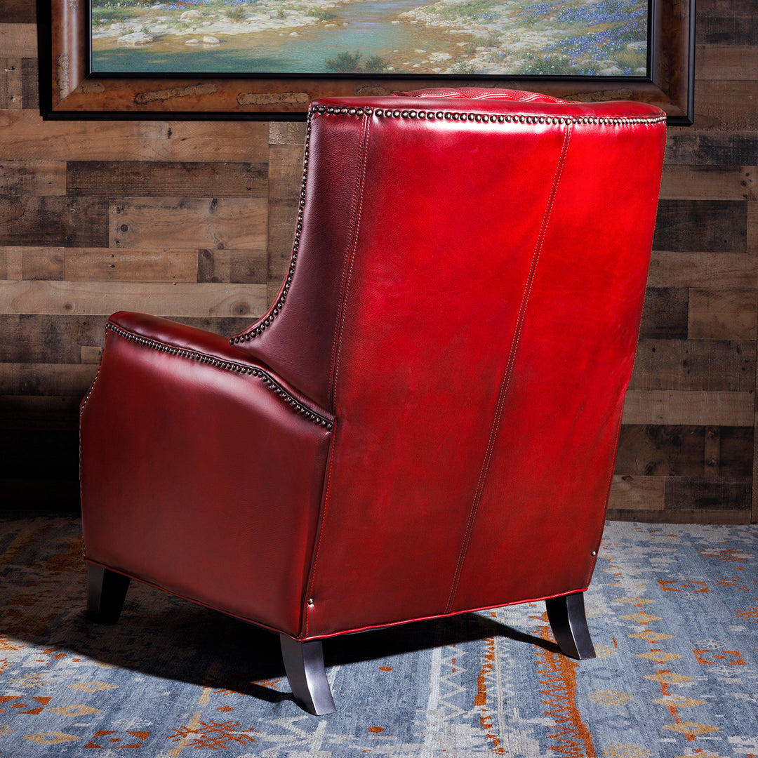 Antique Ruby Red Leather Recliner