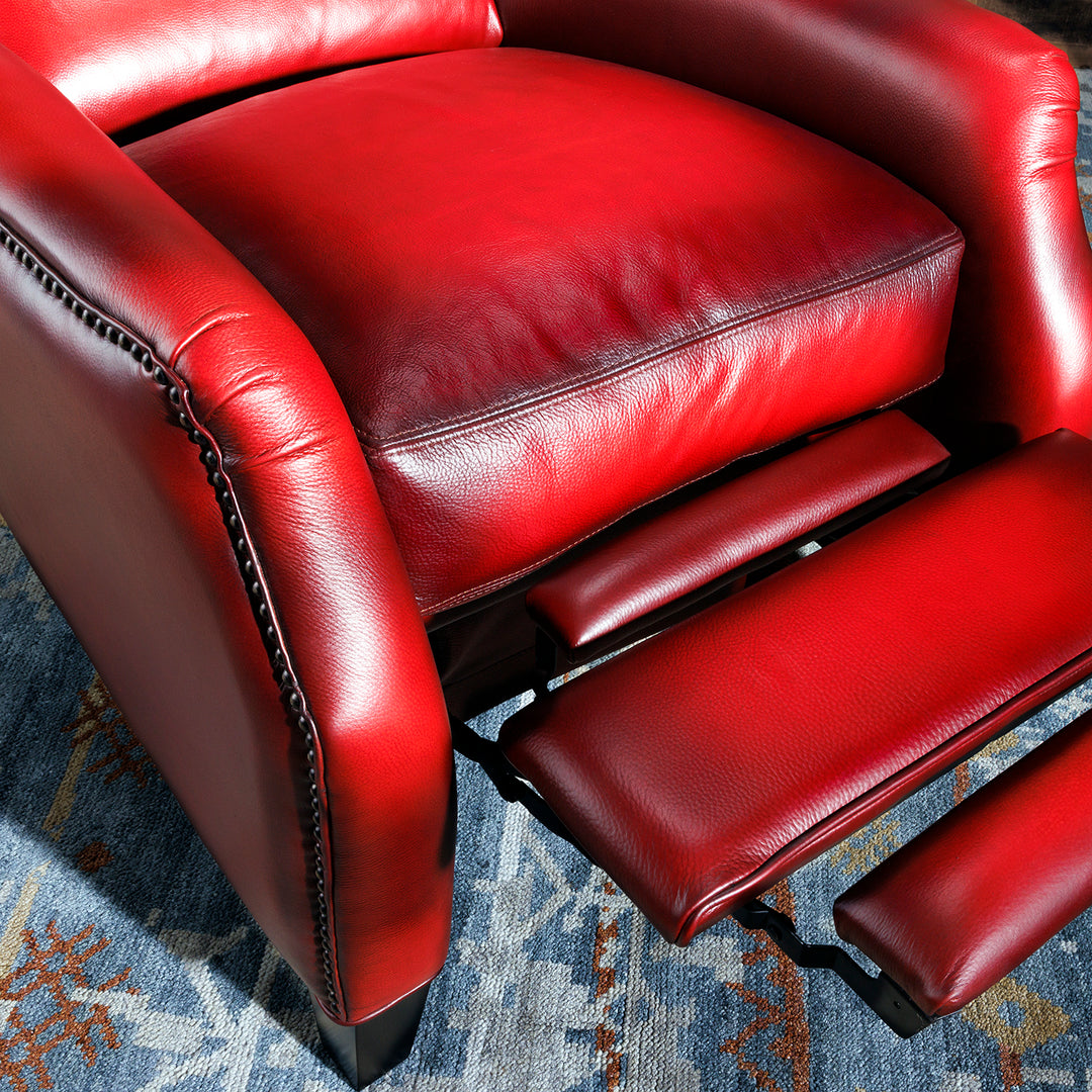 Antique Ruby Red Leather Recliner