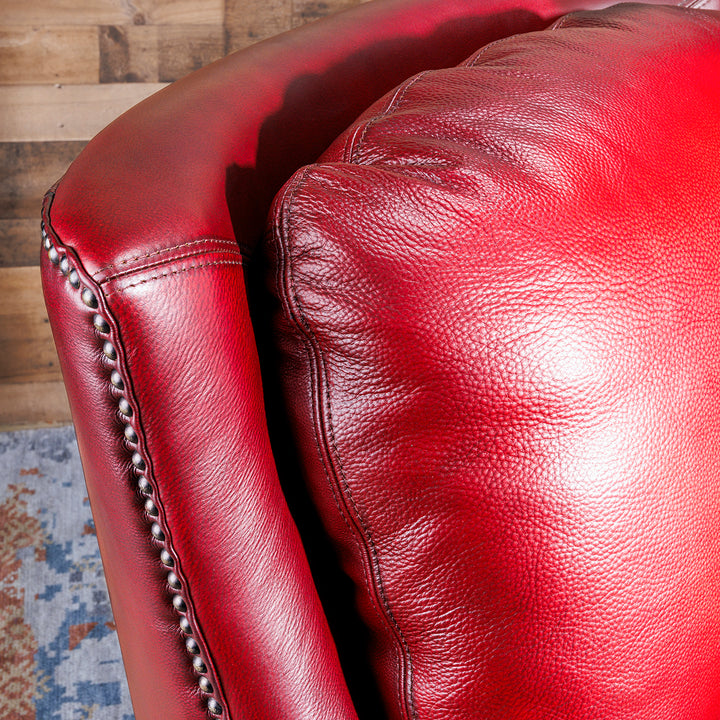 Antique Ruby Red Leather Recliner