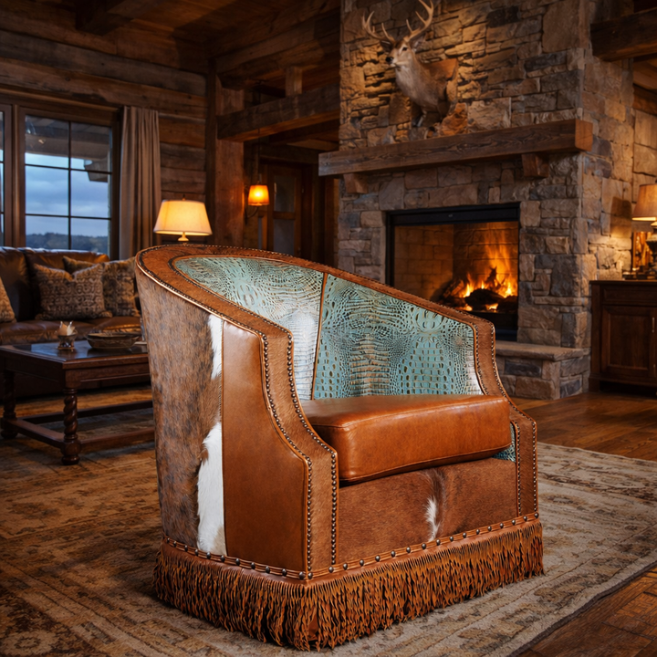 San Jacinto Western Swivel Leather Chair