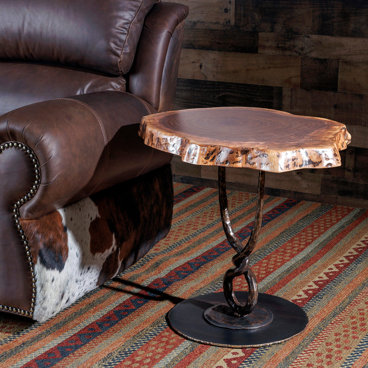 Black Walnut Forged Iron Side Table