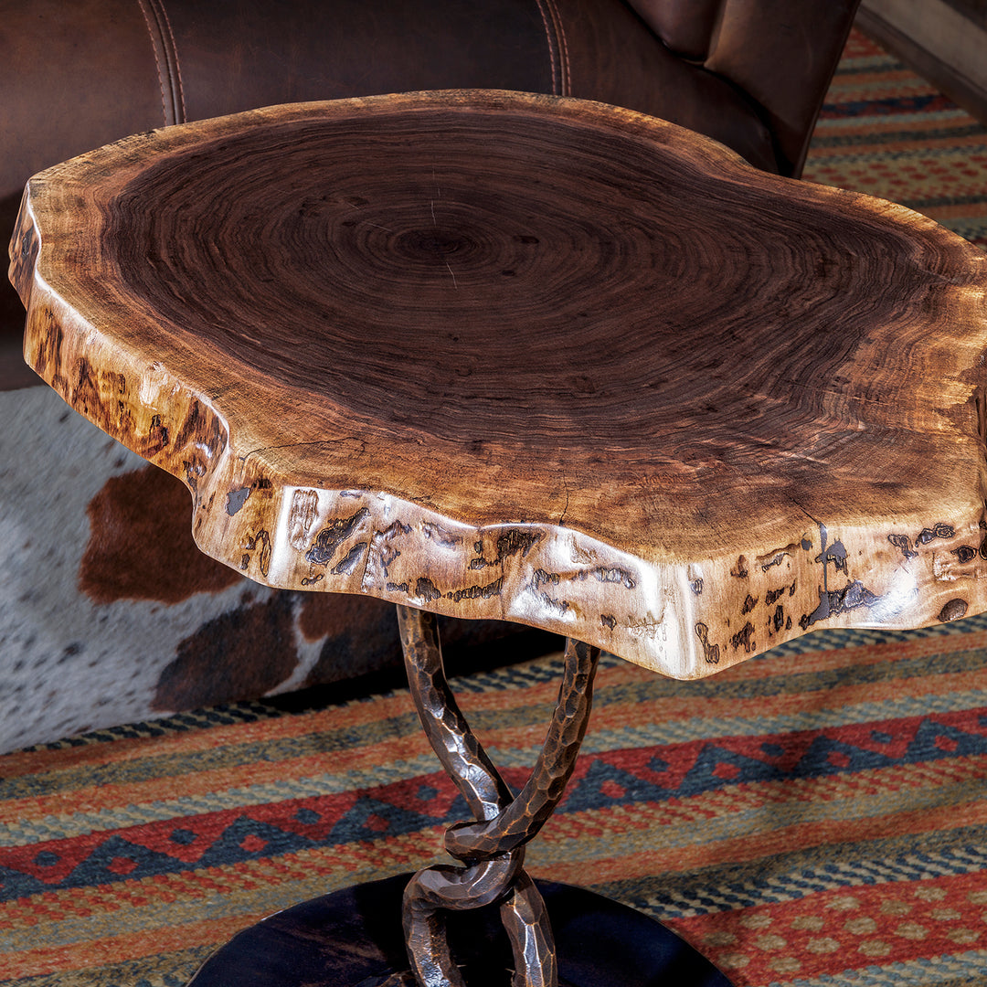 Black Walnut Forged Iron Side Table