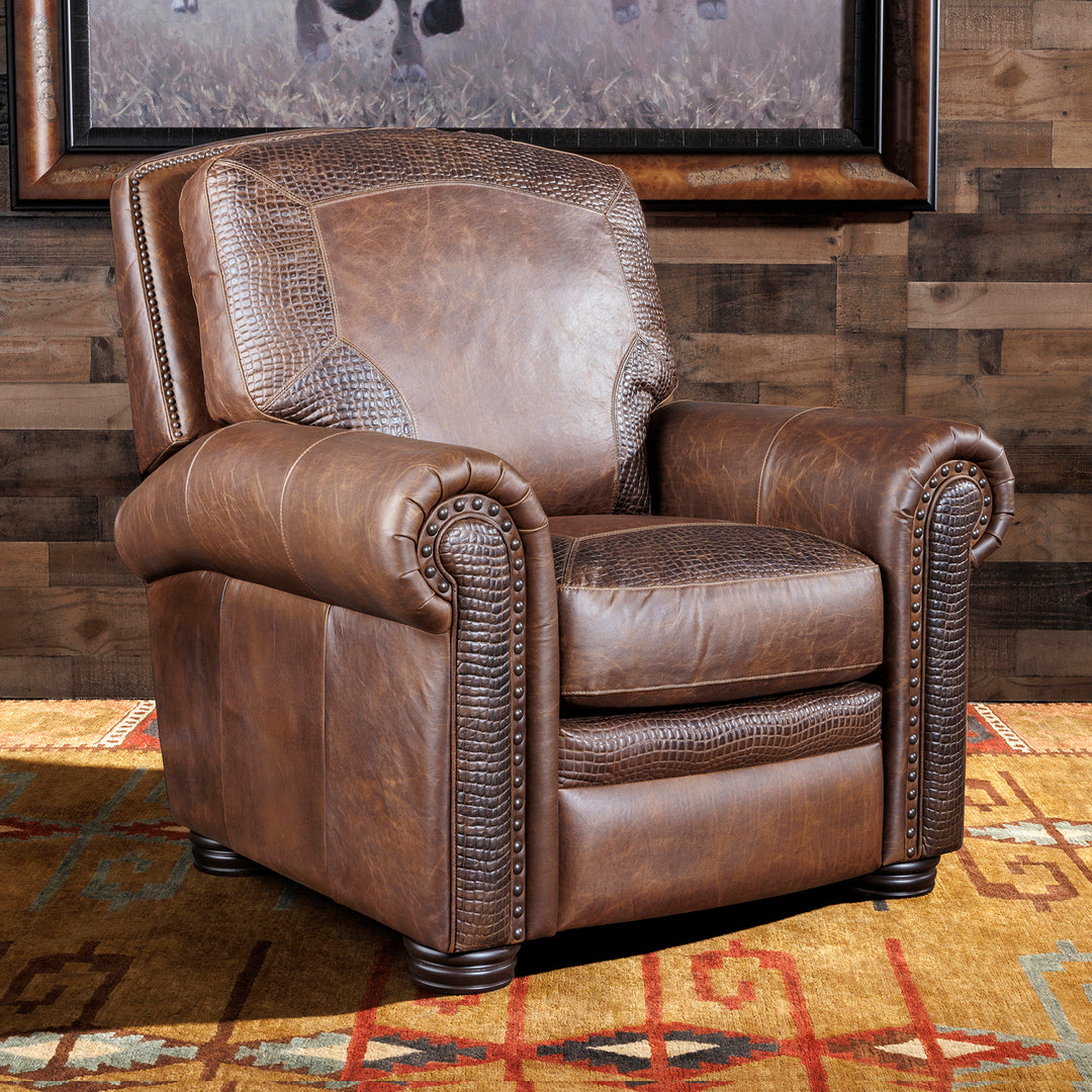 western croc and leather recliner