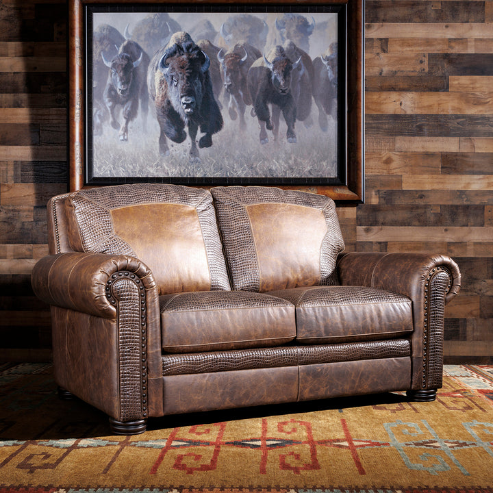 Denver Bison Leather Loveseat