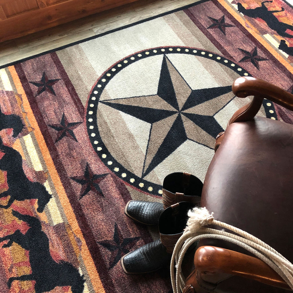 VINTAGE RUG テキサス デザイン ラグ Texas 馬 カウボーイ night-stampede-area-rug-