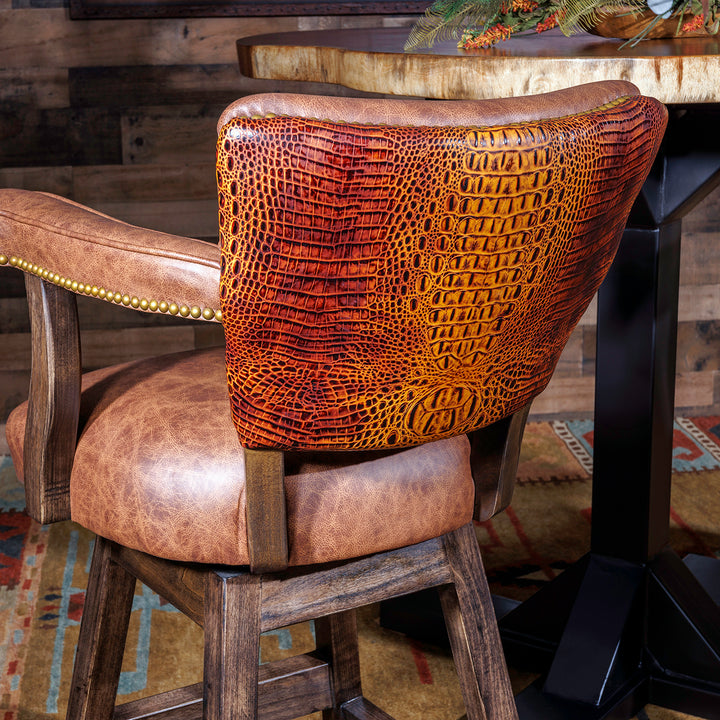 Maribel Fargo Croc Leather Bar Stool