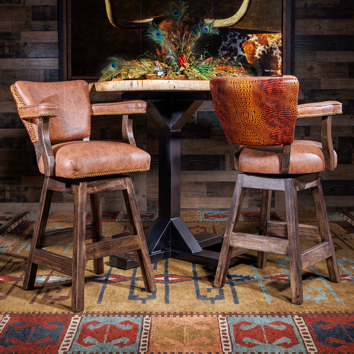 Maribel Fargo Croc Leather Bar Stool