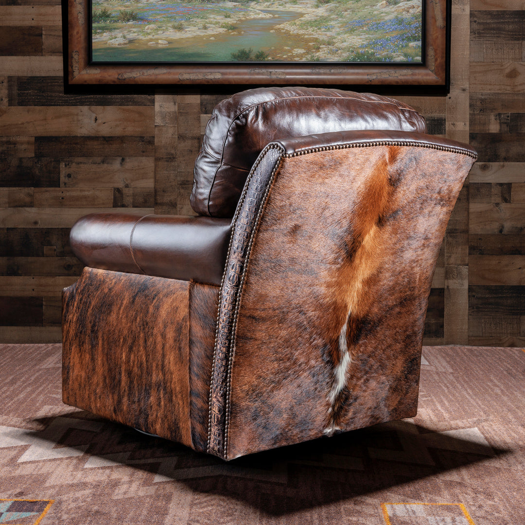 Rafter C Western Cowhide Swivel Chair