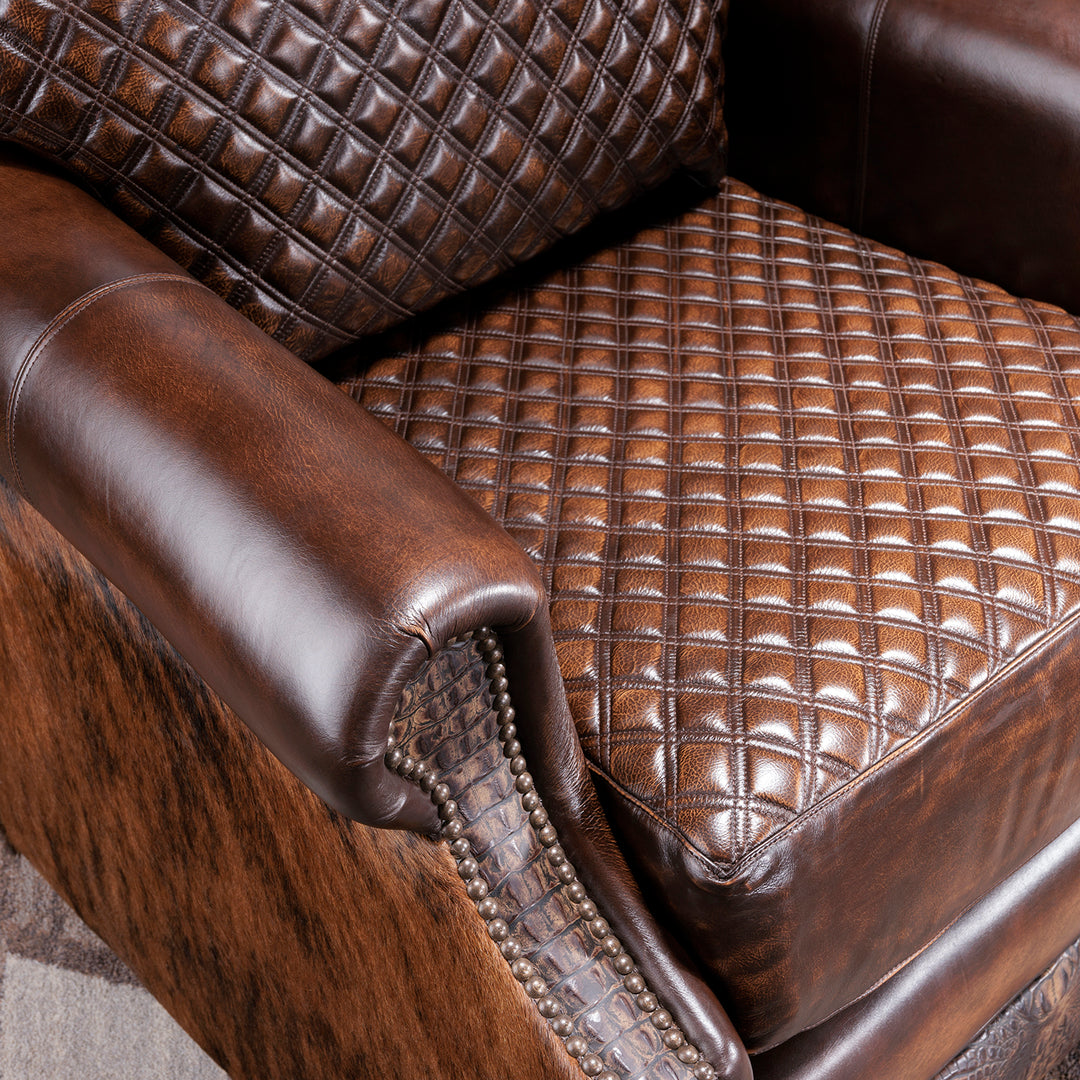 Rafter C Western Cowhide Swivel Chair