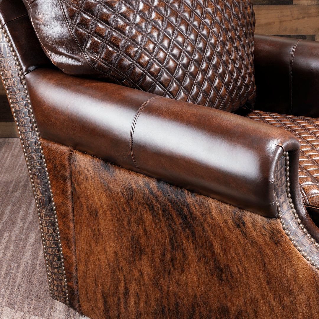 Rafter C Western Cowhide Swivel Chair