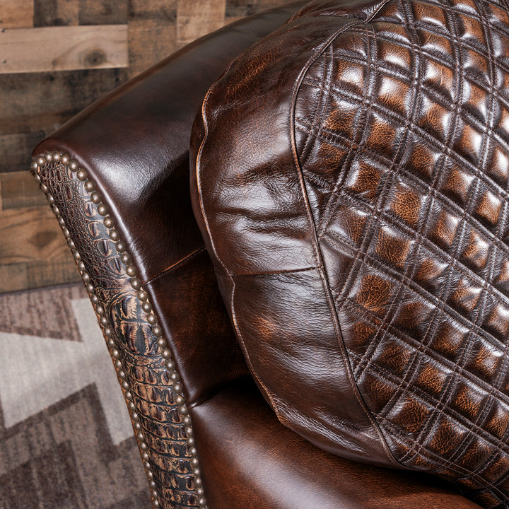 Rafter C Western Cowhide Swivel Chair