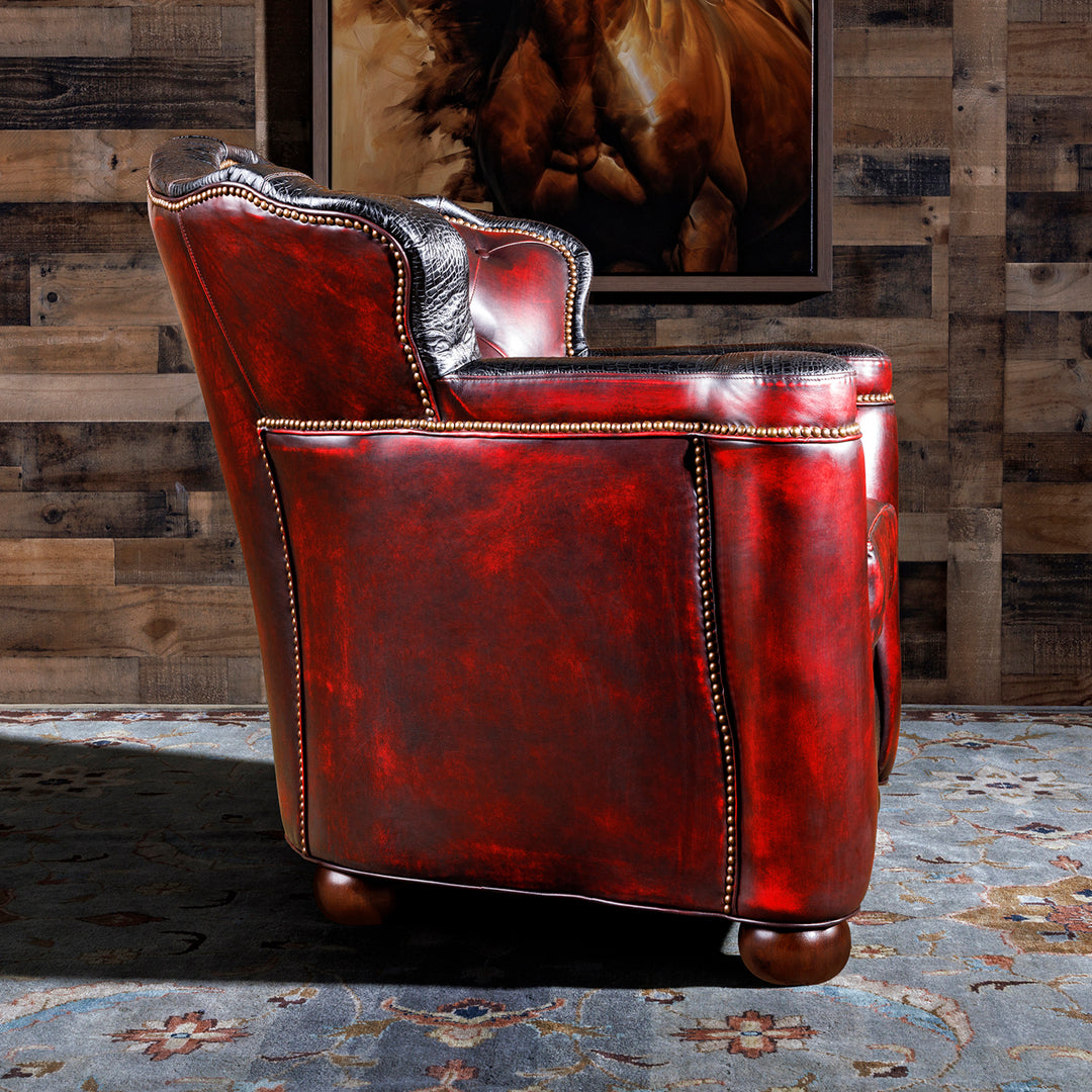 Kingsville Antique Red Leather Chair
