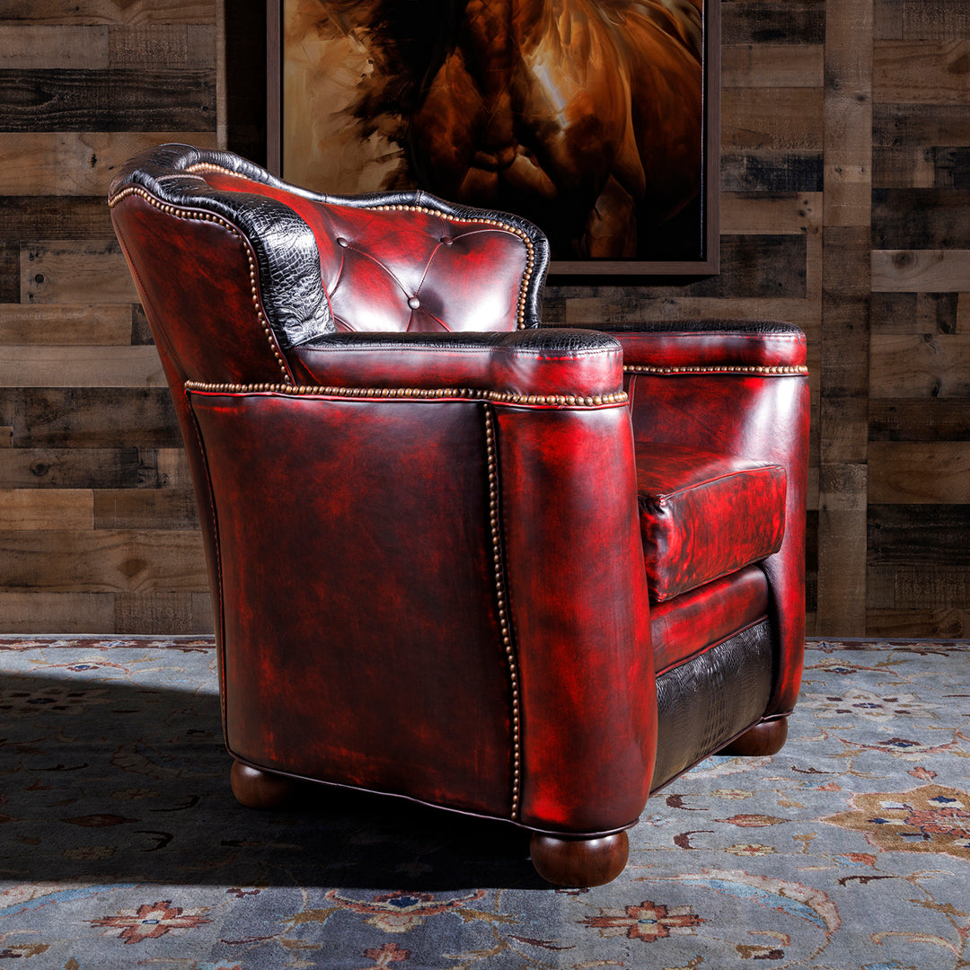 Kingsville Antique Red Leather Chair
