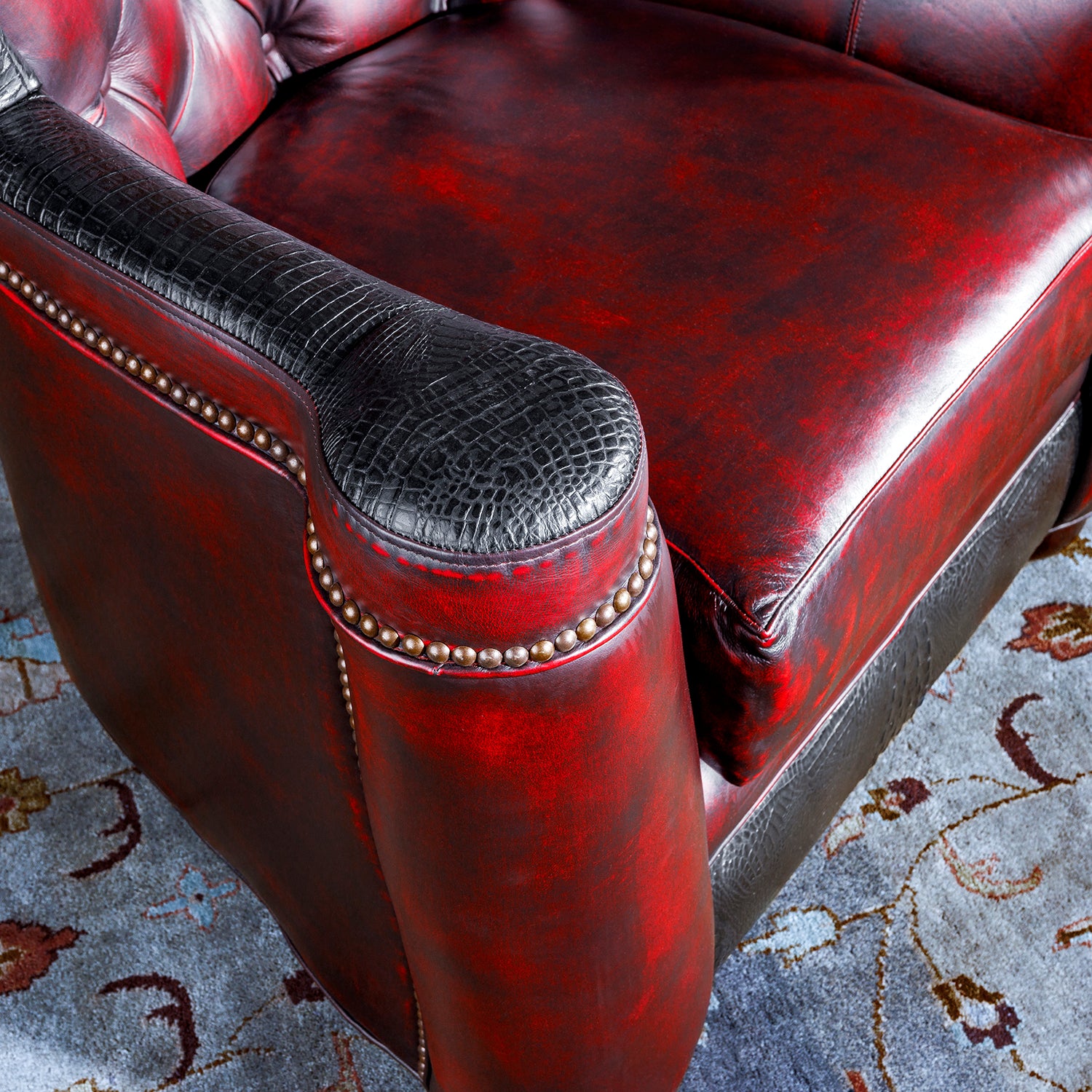 Kingsville Western Antique Red Leather Accent Chair | Western