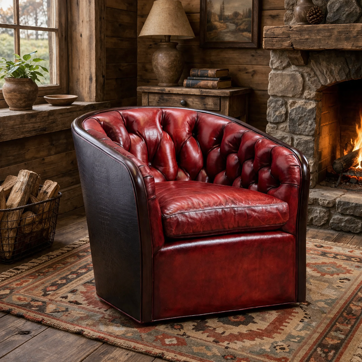 Red Raider Leather Swivel Chair