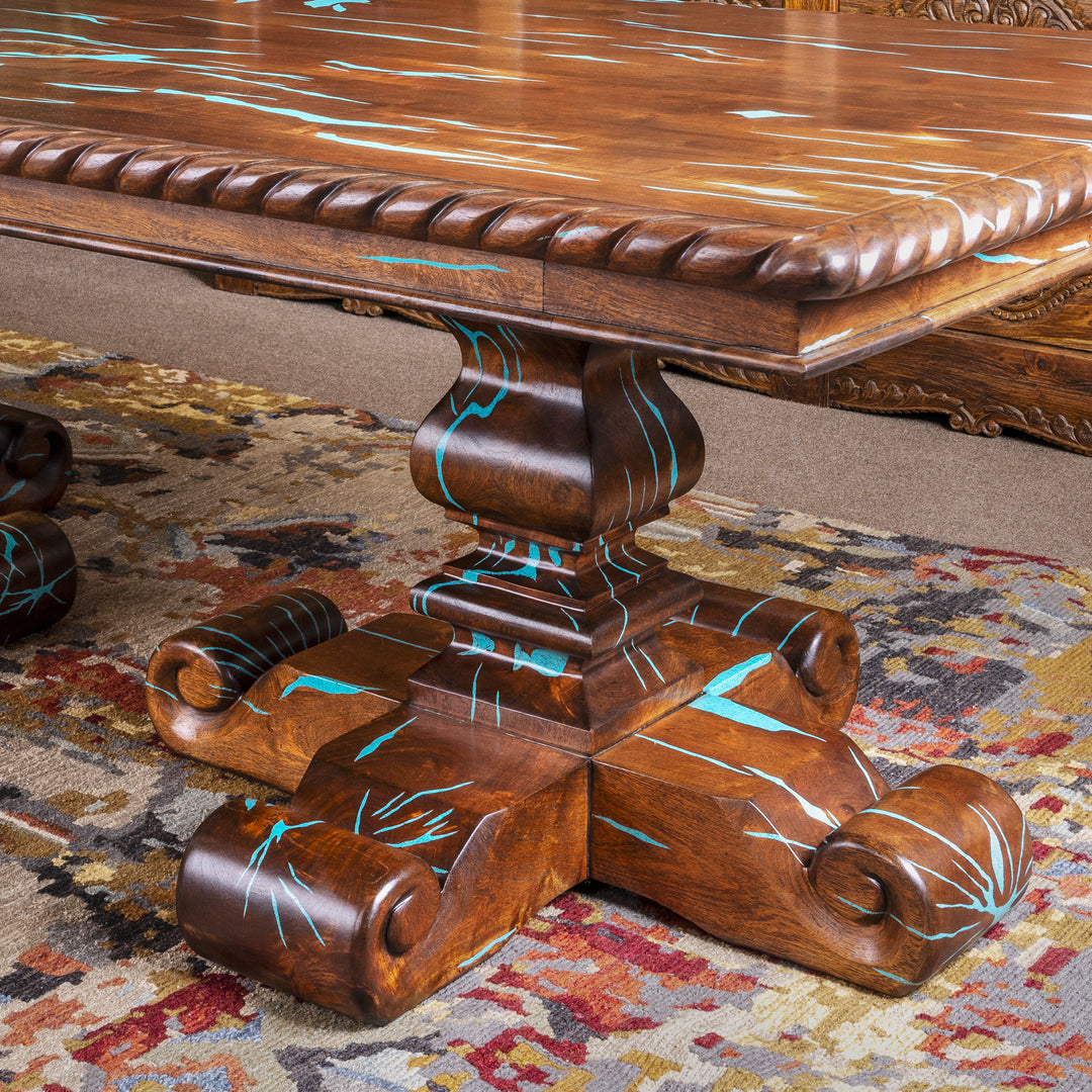 Navajoa Mesquite Dining Table with Turquoise Inlay
