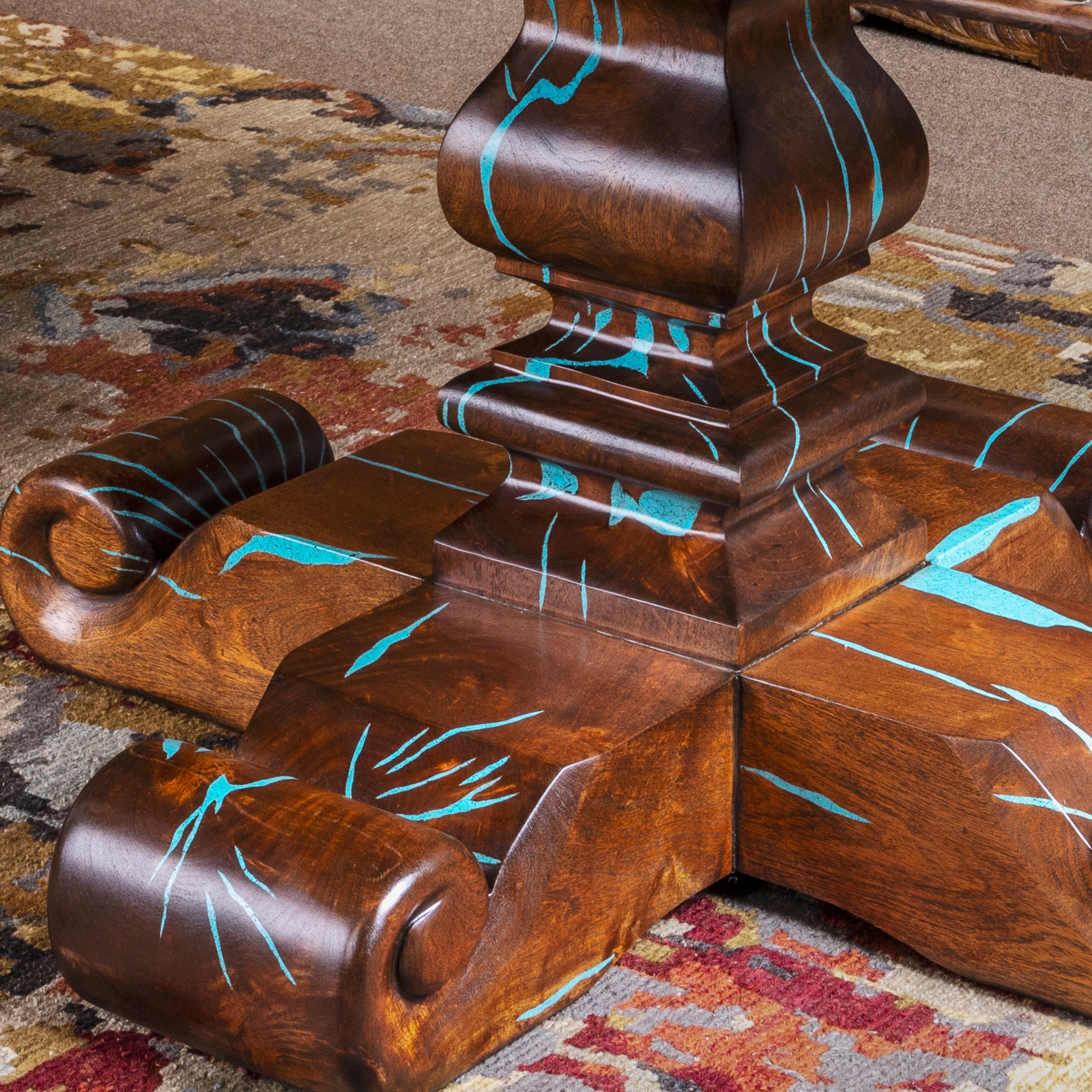 Mesquite Sushi Board with Turquoise Inlay — Cedar Creek Gallery