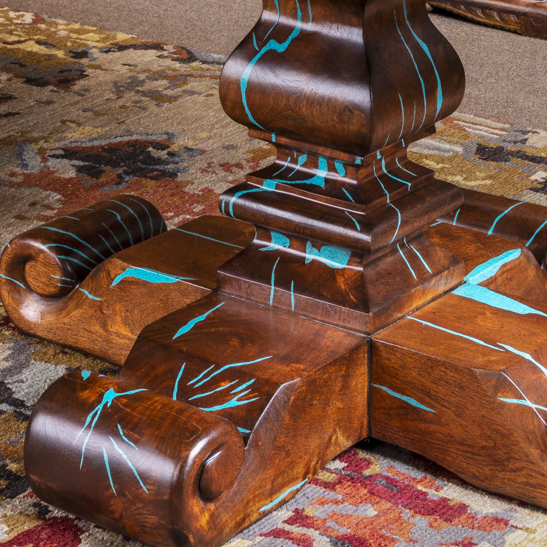 Rustic Turquoise Table Turquoise Inlay Mesquite Dining Table With Wood