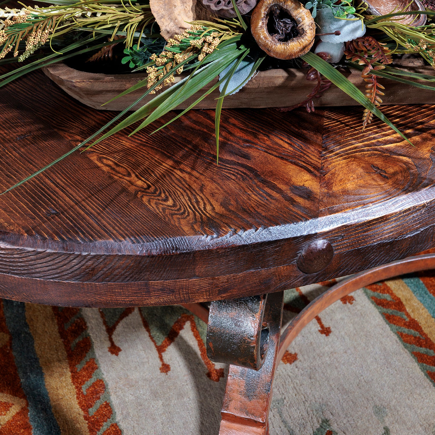 ローテーブル wood iron table Forged Iron Rustic Coffee Table – Hat Creek Interiors