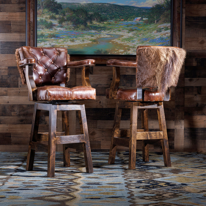 Montana Buffalo Western Leather Bar Stool