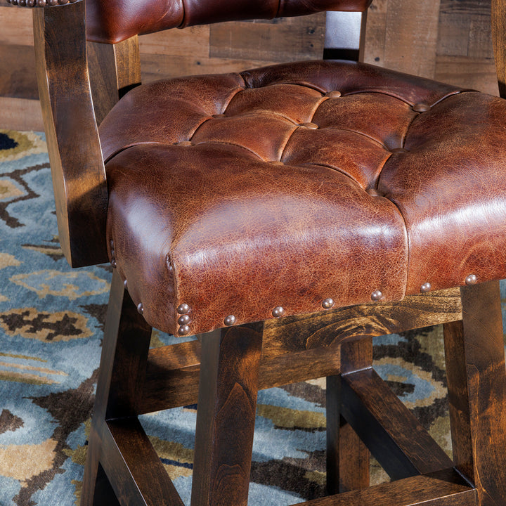 Montana Buffalo Western Leather Bar Stool