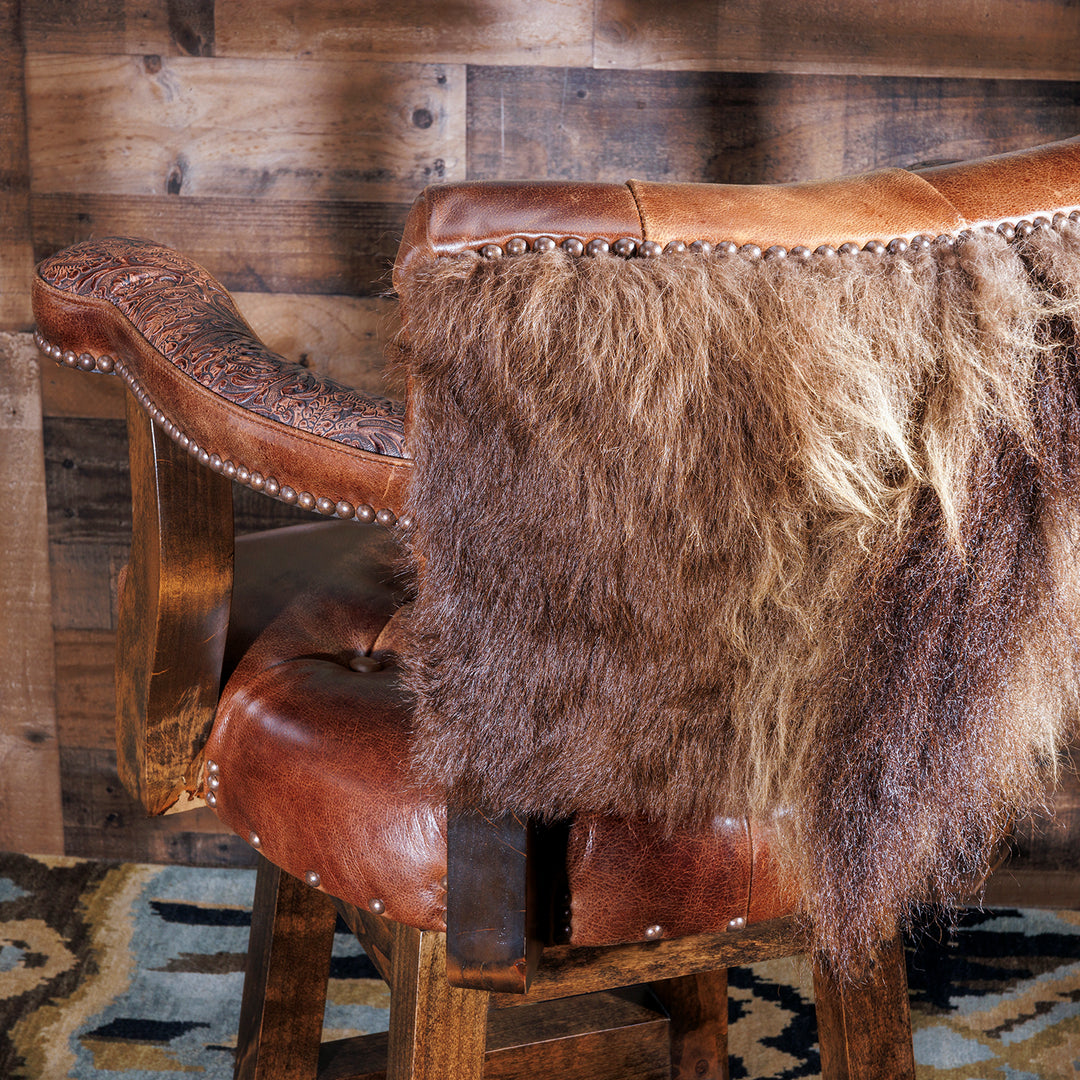 Montana Buffalo Western Leather Bar Stool