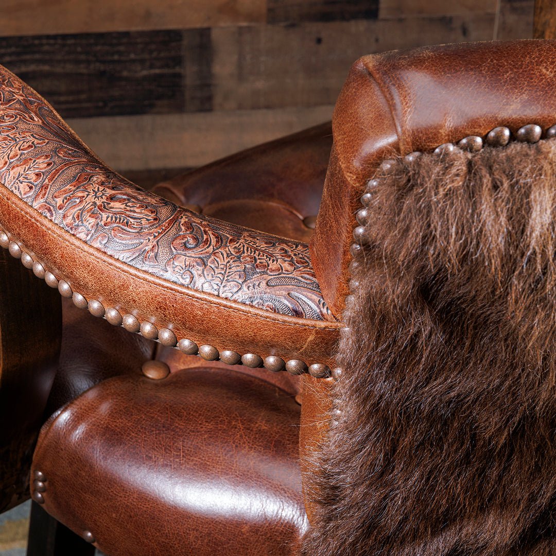 Montana Buffalo Western Leather Bar Stool