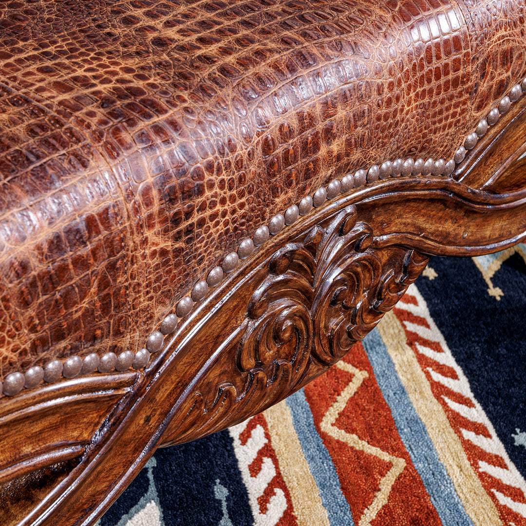 Stillwater Carved Leather Bench