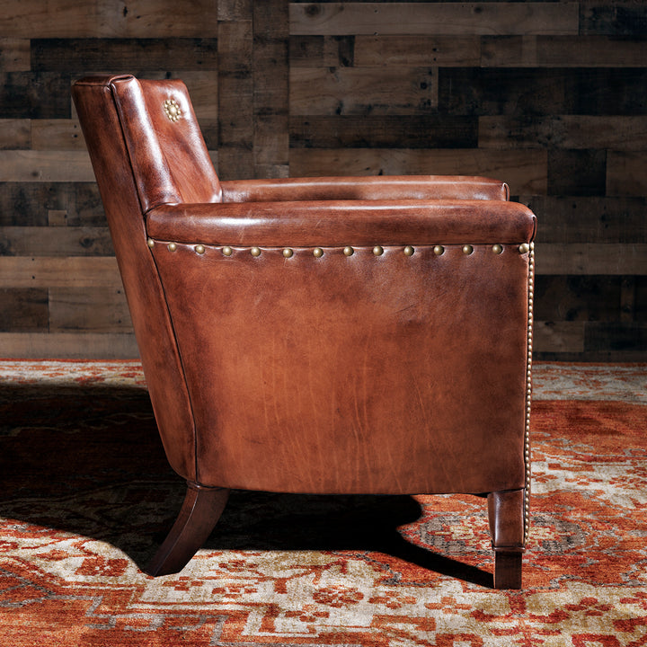 Brownie Burnished Leather Accent Chair