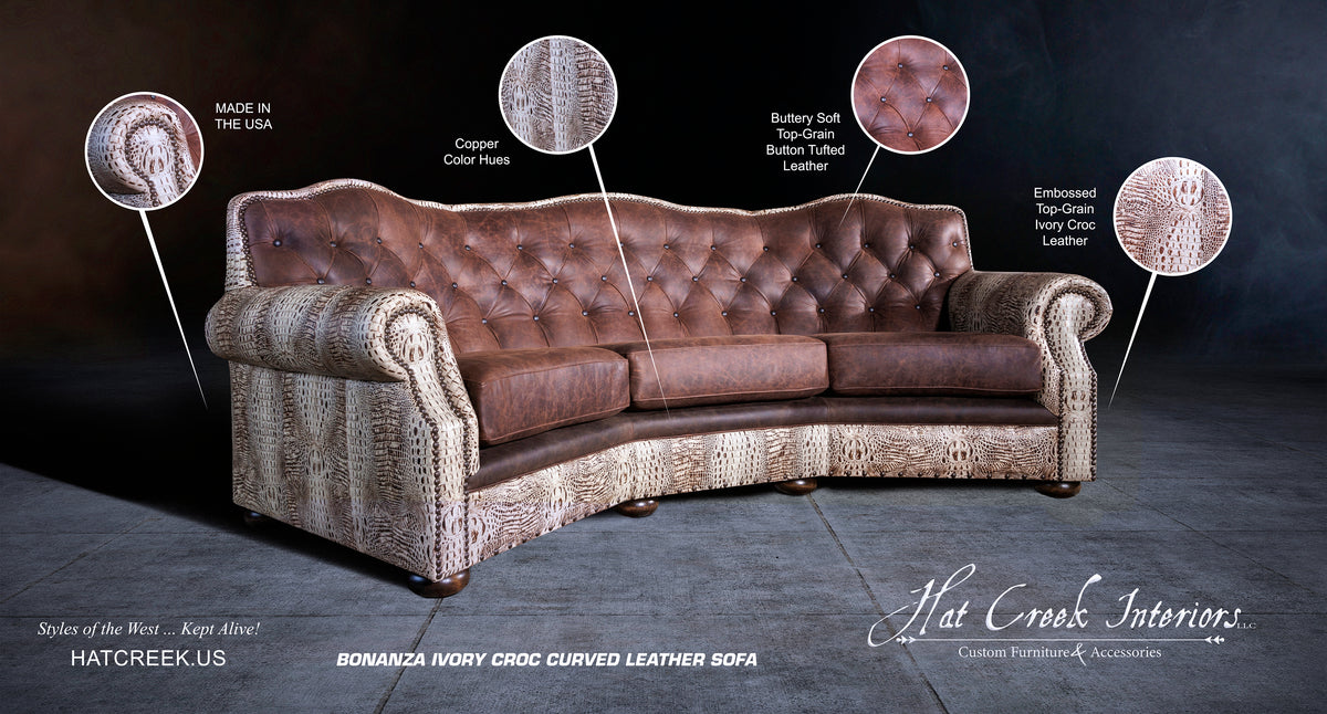 Andrew Leather Sofa | Western Leather Sofa | Rustic Furniture – Hat ...