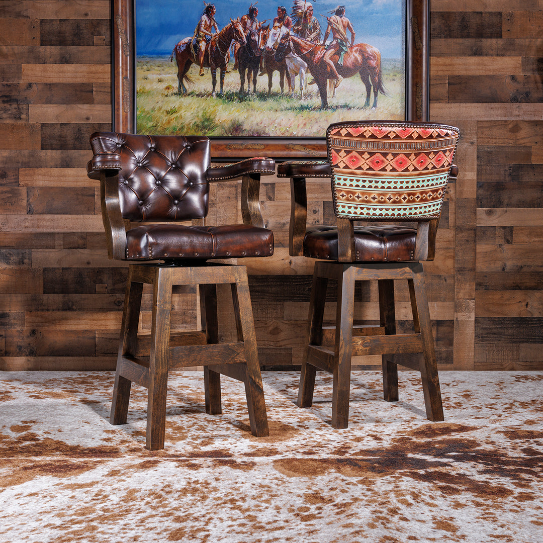 southwestern style leather bar stool