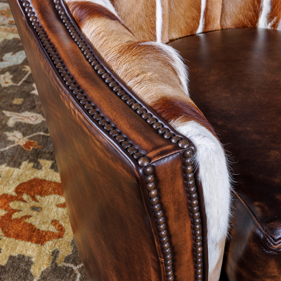 Springbok Leather Western Swivel Chair