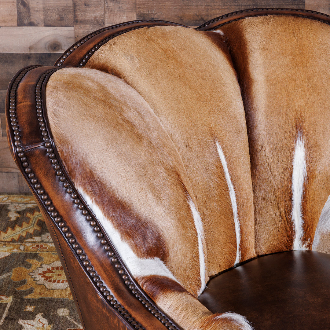 Springbok Leather Western Swivel Chair