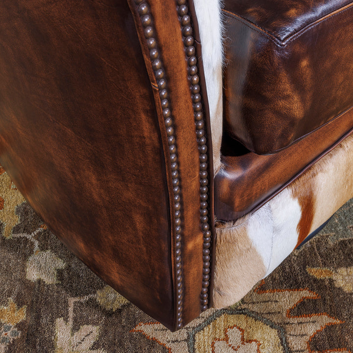 Springbok Leather Western Swivel Chair