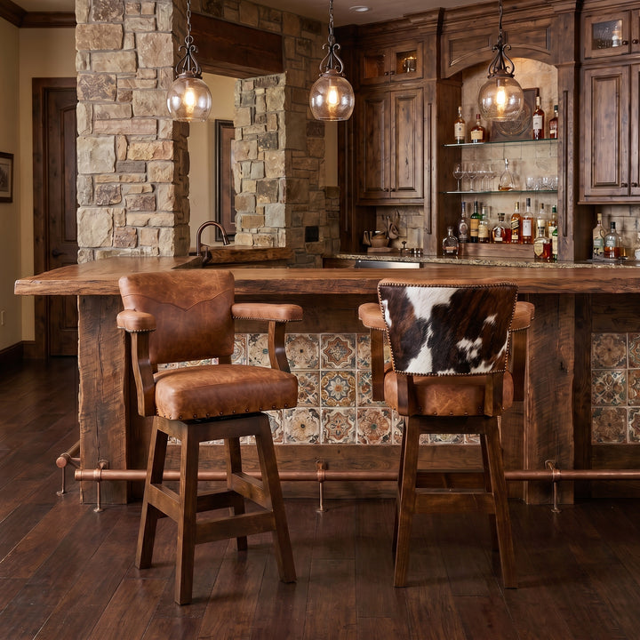 Paint Rock Western Cowhide Bar Stool